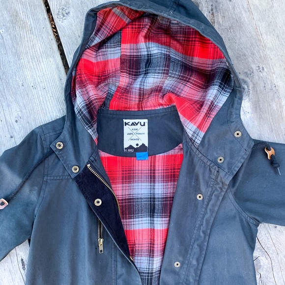KAVU 100% cotton red flannel lined hooded jacket - Picture 4 of 16